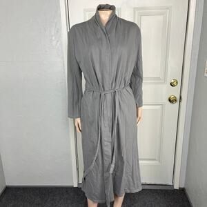Coyuchi Women's Robe XS Organic Cotton Tie Designer Gray MM25